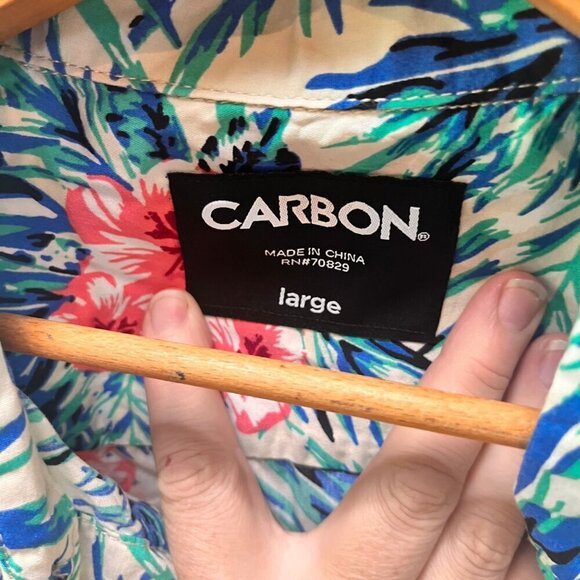 Carbon‎ Men's Large Floral Hawaiian Short Sleeve Shirt - Picture 4 of 4